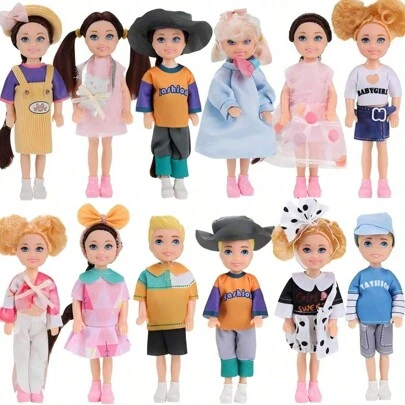 14.5 厘米/5.5 英寸可爱凯莉切尔西娃娃，多种设计和颜色，可移动关节，包括 10 个配件 + 1 个娃娃