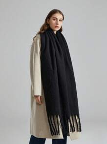 1pc Unisex Warm Scarf For Autumn And Winter - Black - View 7