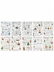 5 piezas Etiquetas adhesivas navideñas para velas con temas navideños, decoración romántica para carnaval navideño, etiquetas adhesivas para velas, decoración navideña, regalos de Navidad - Multicolor - Ver 11