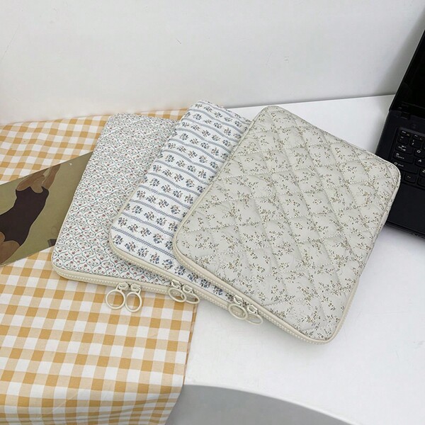 1 pieza Funda para tablet con estampado floral, bolsa para laptop con acolchado suave para iPad de 10.2/10.9/11 pulgadas, laptop de 13/13.3/14/15.6 pulgadas, funda para laptop, regalo para amigos y regreso a la escuela