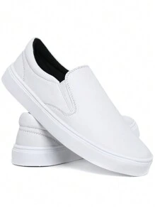 Slip On Shoes Casual Men's Yacht Sneakers Women's Easy Wear Elastic Lightweight Comfortable - 白色 - 查看 2