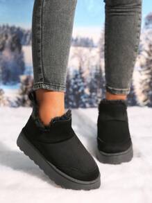 Women's Round Toe U-Shaped Short Thick Plush Lined Warm Snow Boots With Thick Sole, New Winter Design