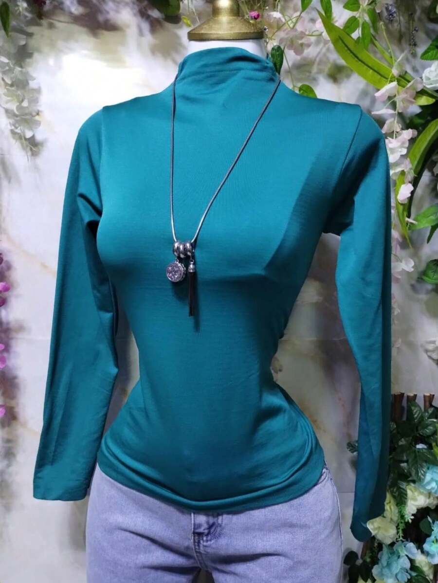 BLUSA TERMICA CUELLO ALTO BASIC TEXTURA BASICA - Agua verde azul - Ver 1