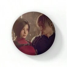 58mm New Leon Kennedy Pink Bow Heart Cute Button Pin Evil Game Creative Leon Brooch Badge For Bag Accessories Friends Gift - 58mm - View 43