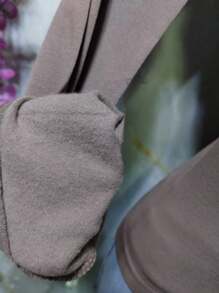BASIC HIGH NECK THERMAL BLOUSE BASIC TEXTURE - Brown - View 3