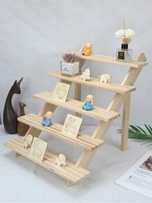 1pc Wooden Stepped Jewelry Display Stand, Creative Accessory Display Rack, Tabletop Organizer Shelf, Multilayer Display Stand
