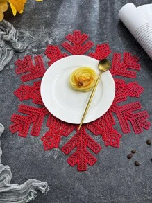 1 tấm lót đĩa cách nhiệt thiết kế hình bông tuyết rỗng theo phong cách Bắc Âu - Đỏ - Xem 5