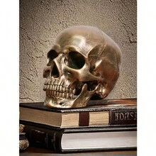 Modelo de cabeza de esqueleto de resina, figura de arte de cráneo humano, decoración de Halloween y Navidad, ornamento de esquema de anatomía médica, estatua de cráneo blanco antiguo para fiesta de Halloween, decoración del hogar, decoración de cocina, decoración de Halloween, decoración de habitación, decoración de Navidad, decoración de fiesta, artesanía decorativa, adornos de escritorio, adornos decorativos de mesa, regalo de fiesta, decoraciones de Halloween, decoraciones de Navidad, regalo de Halloween, regalo de Navidad - Multicolor - Ver 4