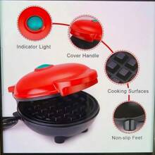 Maquina para Hacer Waffles Antiadherentes Wafflera - Rojo - Ver 4