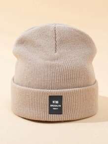 1pc Outdoor Casual N86BROOKLYN Logo Knitted Beanie Hat, Multiple Colors, Warm Winter Skull Cap Fall Outfit