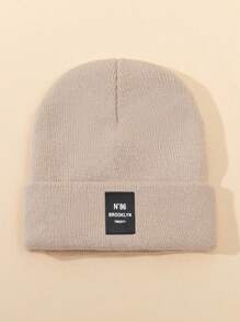 1pc Outdoor Casual N86BROOKLYN Logo Knitted Beanie Hat, Multiple Colors, Warm Winter Skull Cap Fall Outfit