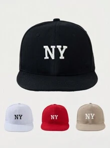 1 pieza Gorra plana de béisbol con bordado de NY para mujer, estilo hip hop, apta para uso diario en primavera, verano y otoño
