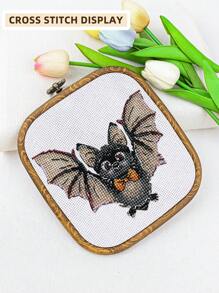 1 或 3 件手工 DIY 方形仿木纹复古皇家风格十字绣绣花箍，采用优质 ABS 和 PVC 材料制成，配有金属挂钩，适用于万圣节、圣诞节装饰、手机/钥匙扣饰物、包包吊坠、发饰、书桌/床边装饰、汽车饰品，抗变形，附带 16 根绣花针，可用于缝纫或一般家庭使用 - 棕色 - 查看 11