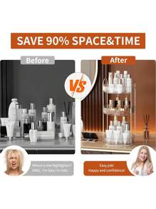 2 Layers Rotating Perfume Skin Care Storage Device, 360° Rotating Cosmetics Storage Device Large Capacity Cosmetics Storage, Suitable For Bathroom, Vanity, Countertops Home Bathroom Decor Summer