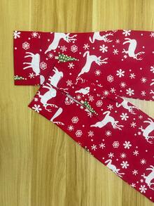 Popular Christmas Print Button-Up Long Sleeve Casual Fashionable Versatile Shirt - Red - View 3