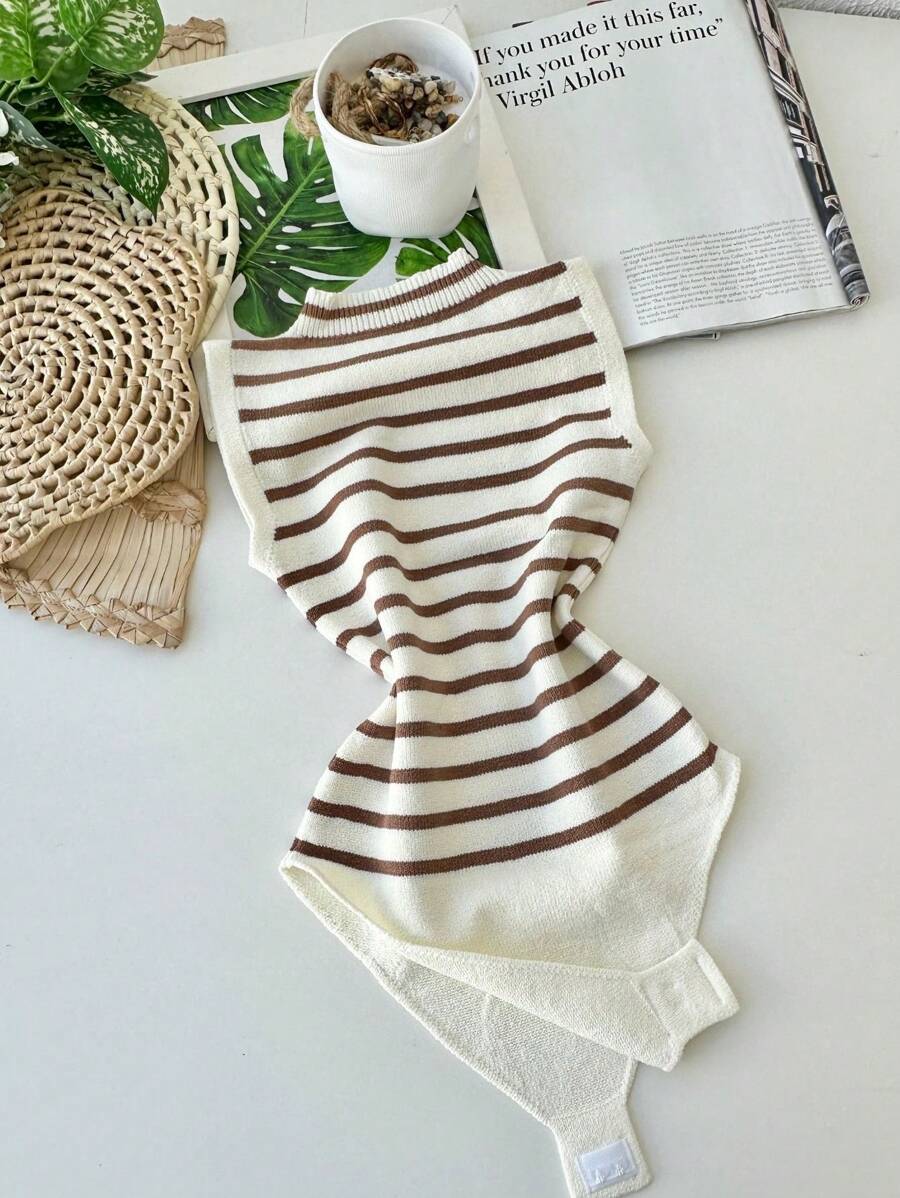 Launch Striped Modal Bodysuit New Spring Summer 2025 Collection - Albaricoque - Ver 1