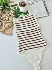 Launch Striped Modal Bodysuit New Spring Summer 2025 Collection - Albaricoque - Ver 2