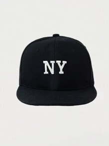 1 pieza Gorra plana de béisbol con bordado de NY para mujer, estilo hip hop, apta para uso diario en primavera, verano y otoño