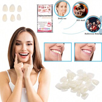 50 件/1 盒树脂牙齿牙科材料 口腔材料教学模具 假牙模型学生练习牙齿塑料牙齿 DIY 牙齿贴面临时牙冠
