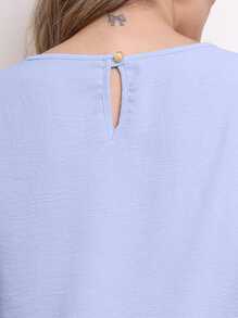 Women's Blouse Tailored Simplicity Elegant Social Basic Crepe 3/4 Sleeve Princess Tamires - Baby Blue - View 3