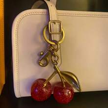 Glitter Cherry Bag Charm With Key Ring And Clip – Sparkling Resin & Metal Accessory For Purses And Bags - Multicolor - View 5