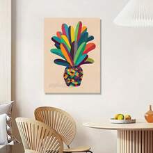 1pc, Nghệ thuật treo tường hình quả dứa trừu tượng, In áp phích hiện đại về trái cây, Tranh vải canvas tối giản, Trang trí nhà cửa, Thích hợp để trang trí trong phòng ăn, phòng ngủ và phòng khách 20*28 inch, Không khung - A - Xem 3