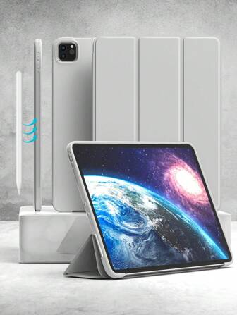 1pc Tablet Protective Case Compatible With IPad, Soft Anti-Fall Protection, Ultra-Thin/Smart Stand/Auto-Wake Protective Case Compatible With TPU Leather Apple IPad Mini 4/5/6, 9.7/10.2/10.5 Inches, Air 4/5/6, 10th Gen, 10.9 Inches, Pro 11 Inches, Air 11(M2) , Air 13 And Pro 11(M4)-Gray