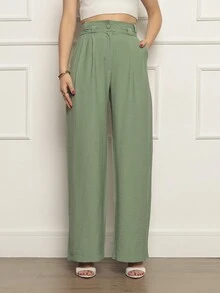 Women's Sensoriale High Waist Fabric Pants - Màu xanh Bạc hà - Xem 4