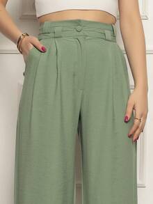 Women's Sensoriale High Waist Fabric Pants - Màu xanh Bạc hà - Xem 3