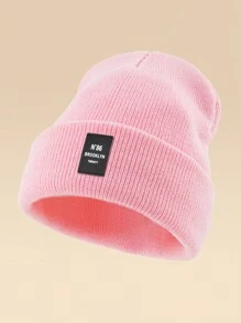 1pc Outdoor Casual N86BROOKLYN Logo Knitted Beanie Hat, Multiple Colors, Warm Winter Skull Cap Fall Outfit