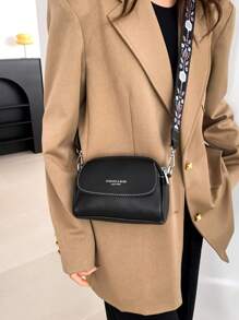 Bolso bandolera minimalista y de moda, bolso de hombro de PU con estilo, bolso casual y billetera para teléfono de mujer - Negro - Ver 2