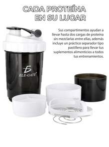Vaso Mezclador VAS.17 para gimnasio o actividades deportivas permite mezclar una porción generosa de proteína o batidos Jovenes/Adultos sin grumos y suaves  ELE-GATE - Multicolor - Ver 3