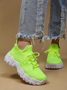 Women's Breathable Round Toe Slip-On Cushion Sneakers, Ladies' Casual Knitted Shoes - Green - View 6