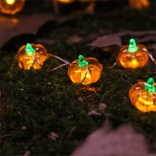 1 pièce Guirlande lumineuse en forme de citrouille 3D - Alimentée par pile, décoration d'Halloween et de Thanksgiving intérieure/extérieure avec 20 lumières LED pour fête de vacances