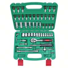 Socket Wrench Set, 53PCS 1/4 Inch 24 Tooth Ratcheting Wrench Set,SAE And Metric Hex Bit Socket Set, Ratchet Wrench Set With S2 & CR-V Sockets,Set For Automotive Repair And Home Use. - 53PCS - 查看 1