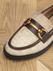 2025 Autumn Women's Round Toe Color Block Metal Buckle Flat Loafers Thick Sole Flat Brogues Shoes, For Spring & Fall - Khaki - View 8