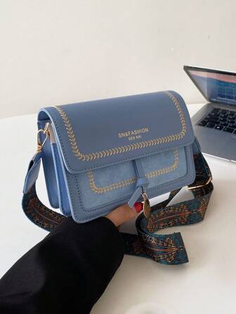 Fashionable Bag For Women, Versatile New Crossbody Bag, Casual, Color Block, Small Square Bag, Wide Strap, For Party Date School Outdoor Gift