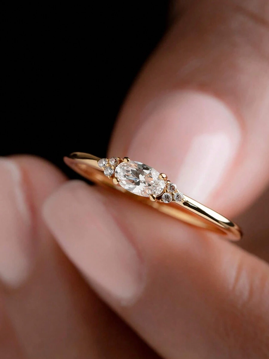 1pc Elegant Cubic Zirconia Ring, Suitable For Women's Valentine's Day Gift, Wedding, Engagement, Anniversary Party Jewelry Valentines,Mom,Mother,Mother's Day,Gift