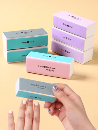 6Pcs 4 Sides Sponge Nail Buffers Colorful Sanding Buffing Block Grinding Polishing Nail File 4 Sided Professional Nail Manicure Tool,Nail Supplies,Nail Tools,Nail Art Tools,Back To School,Nails,Nail Tools For Press On Nails