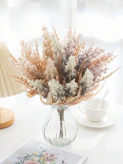 1 件人造花芦苇花束，薰衣草人造植物婚礼装饰，家居花瓶装饰，花园户外毕业季假植物房间装饰秋季装饰秋季装饰中心装饰，新娘手捧花，腕花材料，生日派对装饰，情人节，新年和秋季装饰，情人节，礼物，秋季装饰，秋季