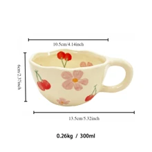 手工陶瓷咖啡杯花型创意马克杯精美早餐杯果汁杯牛奶杯居家办公杯餐厅杯办公室咖啡杯学校用品返校