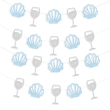 海岸上最后的祝酒横幅 - 海滨单身派对装饰、贝壳和酒杯横幅、单身香槟派对装饰、海岸单身派对横幅 最后的祝酒 1 件/2 件、圣诞节 - 彩色 - 查看 8