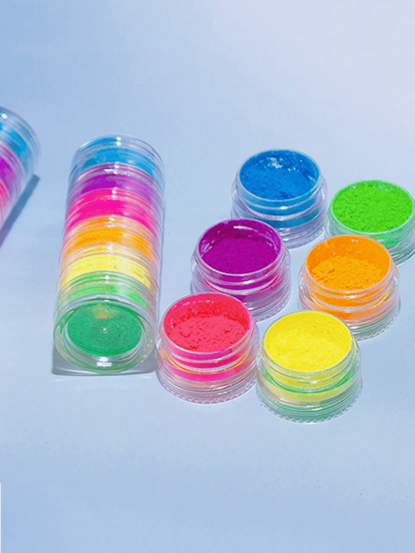6pcs/Set Y2K Neon Nail Art Decorations, Fluorescent Powder Nail Decorations For Beginners & Salon Use