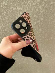 Bow, Leopard Print, Cherry Pattern Shockproof Soft TPU Phone Case Compatible With Apple 11/12/13/14/12 Pro Max/16 Pro/15/X/XR/7/8Plus - Multicolor - View 3