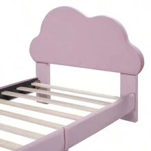 Twin Size Upholstered Cloud-Shape Bed ,Velvet Platform Bed With Headboard,No Box-Spring Needed,Pink