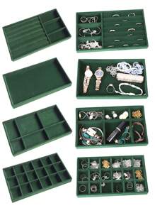 5pcs/Set Jewelry Display Tray, Stackable Drawer Jewelry Storage Box, Velvet Grid Jewelry Organizer Tray, Multi-Purpose Jewelry Box For Rings, Earrings And Necklaces, Large Capacity Drawers For Easy Classification And Space-Saving Back To School - Multicolor - View 3