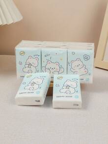 9pcs/Pack Small Bear Handkerchief Paper, Student Portable Small Pack Paper, Tissue Paper, Toilet Paper, Napkin Paper, Wettable Water Surface Paper, Toilet Paper,Kitchen,Bathroom,Home,Household Suppliers - Blue - View 3