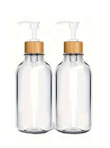 2件套塑料透明皂液器套装，带竹制泵，适用于浴室、沐浴露和乳液分配器浴室装饰夏季 - 無色 - 查看 7