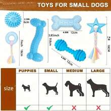 3/8pcs Random Set Durable Soft Rubber & Rope Puppy Chew Toys For Small Dogs, Promote Dental Health And Interactive Play, Suitable For Small Breeds - Multicolor - View 2