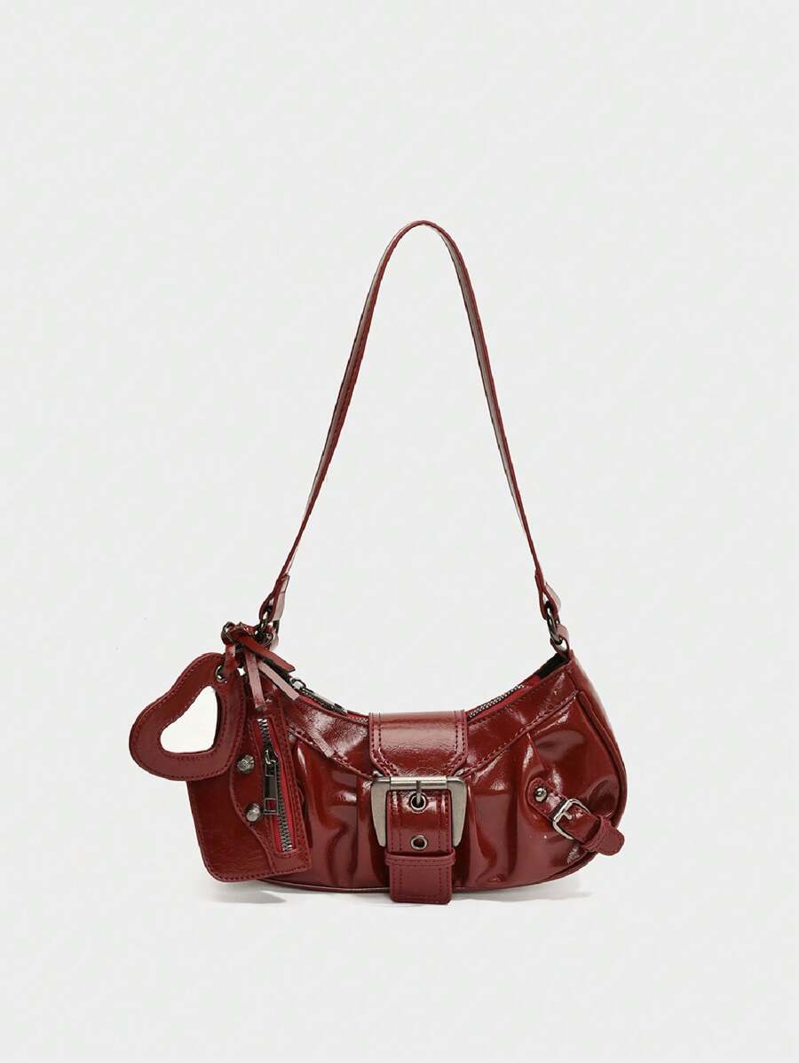 Dedoo 1PC Y2K Gothic Fashionable Type Rivet Decoration Vintage Block Decoration Women's Shoulder Bags And Shoulder Botes Are Adjusted For Daily Travel, Perfect For Music Festival, Rock Style Bag For Women, Inspired Bag For Women - Đỏ - Xem 1